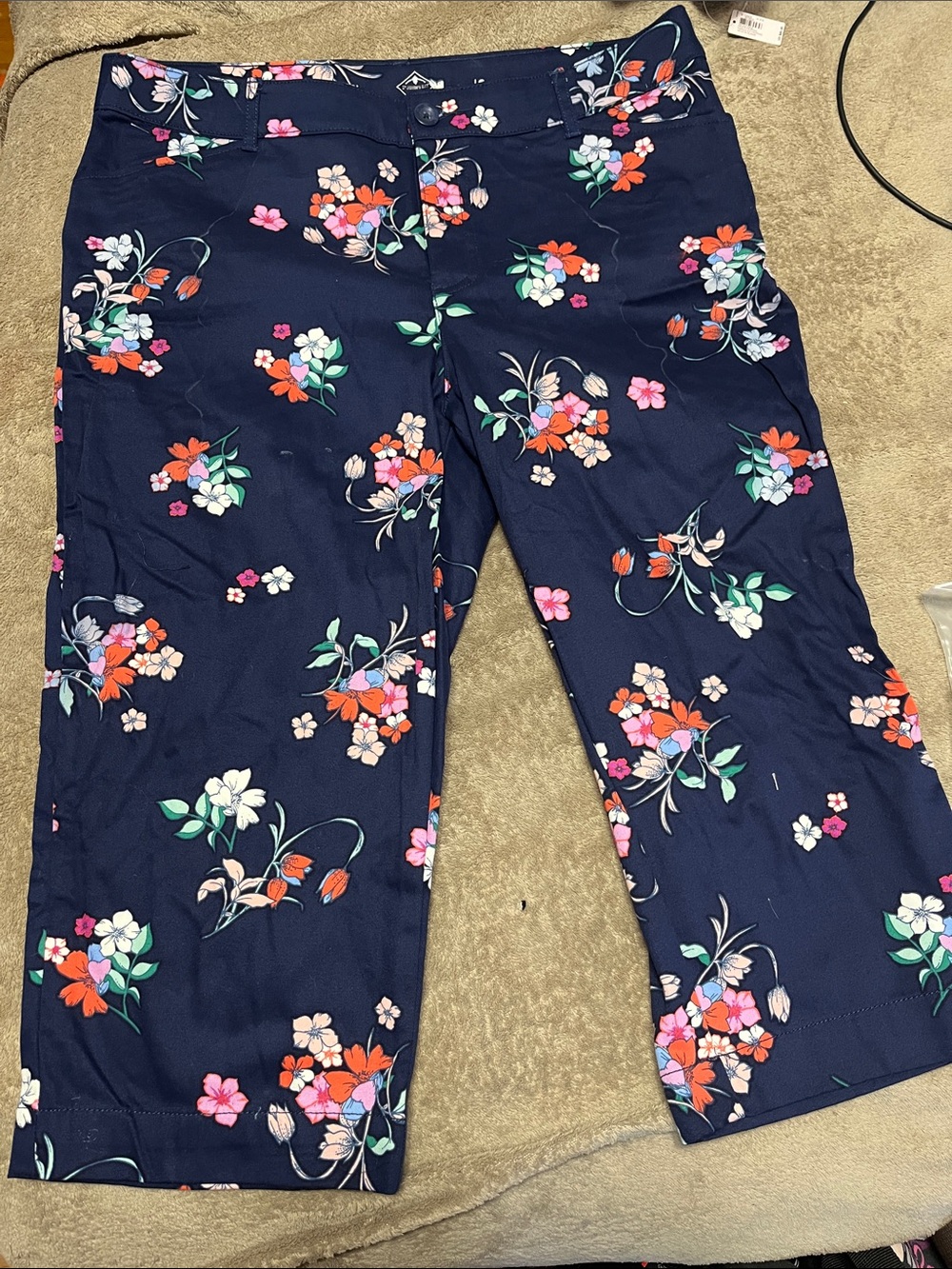 St. John's Bay Navy Floral Bermudas